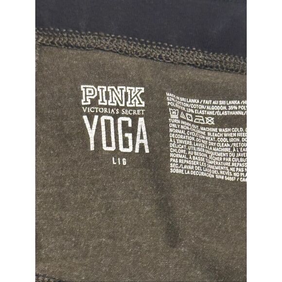 Vs Victorias secret PINK campus classic sweatpants /joggers olive & neon LG - Picture 2 of 3